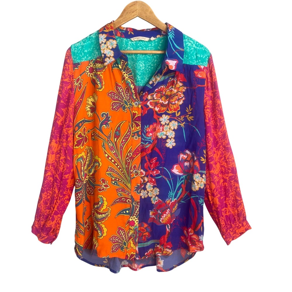 Soft Surroundings Button Down Floral Paisley Mixe… - image 1